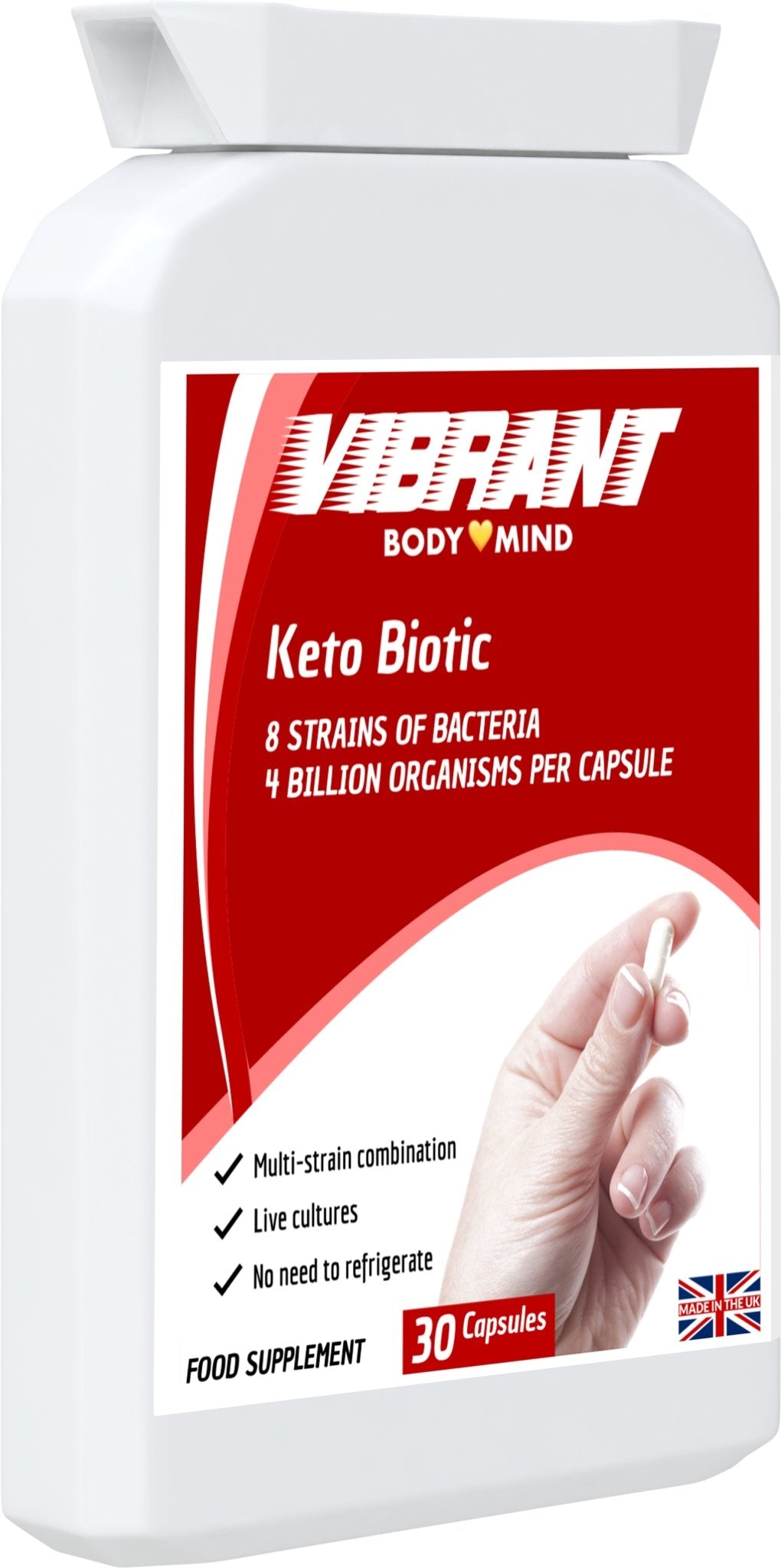 Keto Probiotic - KetoBiotic - Multi-Strain Probiotic Supplement 4 Billion Live Bacteria per Capsule - Gut Health Low-Carb Probiotic - 1-Month Supply