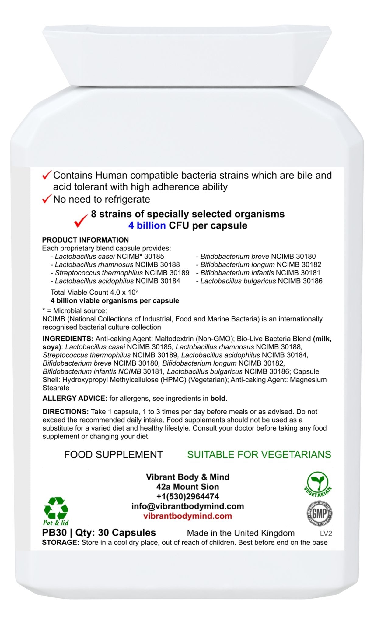 Keto Probiotic - KetoBiotic - Multi-Strain Probiotic Supplement 4 Billion Live Bacteria per Capsule - Gut Health Low-Carb Probiotic - 1-Month Supply