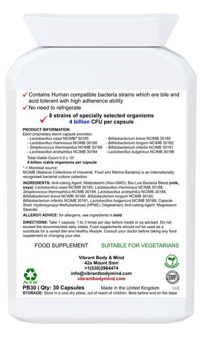 Keto-Probiotikum – KetoBiotic – Mehrstämmiges probiotisches Nahrungsergänzungsmittel, 4 Milliarden lebende Bakterien pro Kapsel – kohlenhydratarmes Probiotikum für die Darmgesundheit – 1-Monats-Vorrat