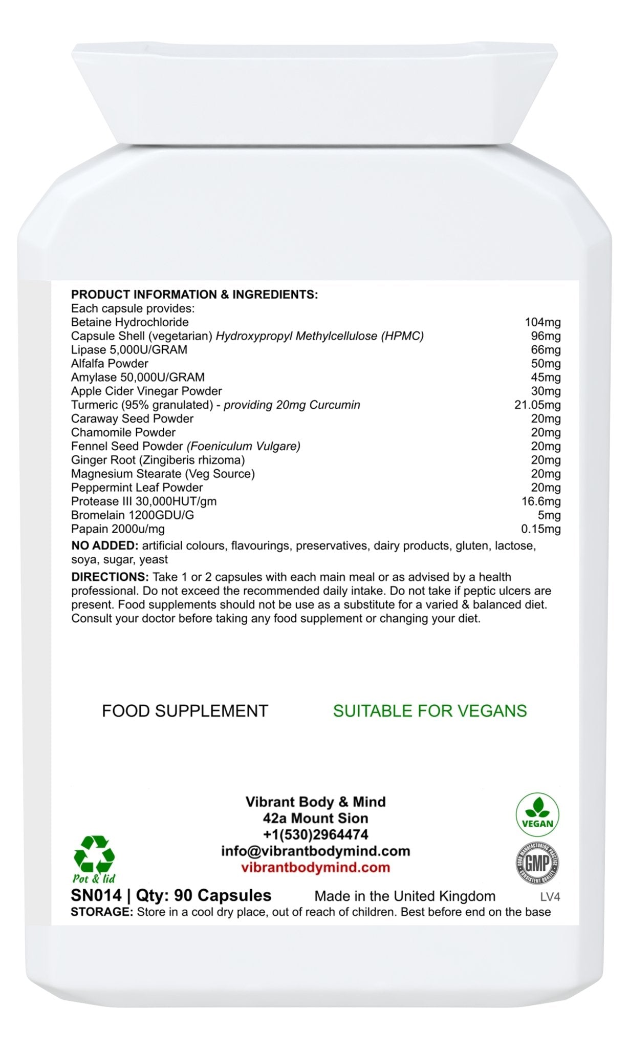 Digestive Enzyme Supplement - Pure Amylase, Protease, Bromelain - Digest Carbohydrates, Fats, Proteins - Digestive Enzymes & Probiotic Supplement