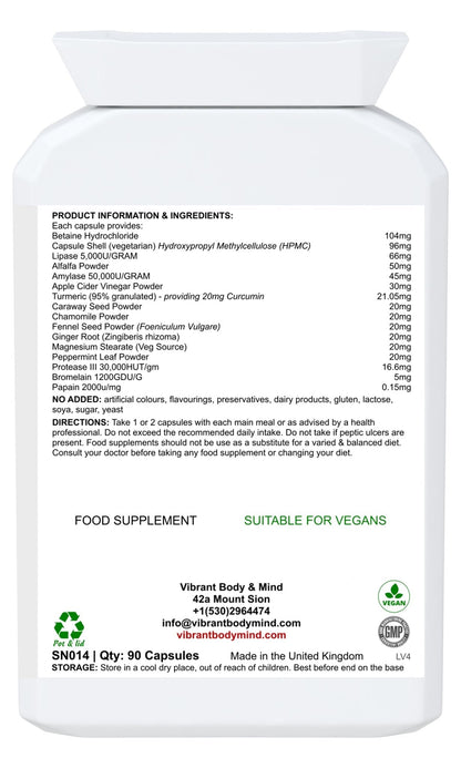 Nahrungsergänzungsmittel mit Verdauungsenzymen – reine Amylase, Protease, Bromelain – Verdauung von Kohlenhydraten, Fetten, Proteinen – Verdauungsenzyme und probiotische Nahrungsergänzung