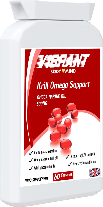 Krill Oil Omega Support - Premium Antarctic Krill Oil - Ethically Sourced - Low Cost Krill Oil Capsules - 60 High Strength Softgel Capsules