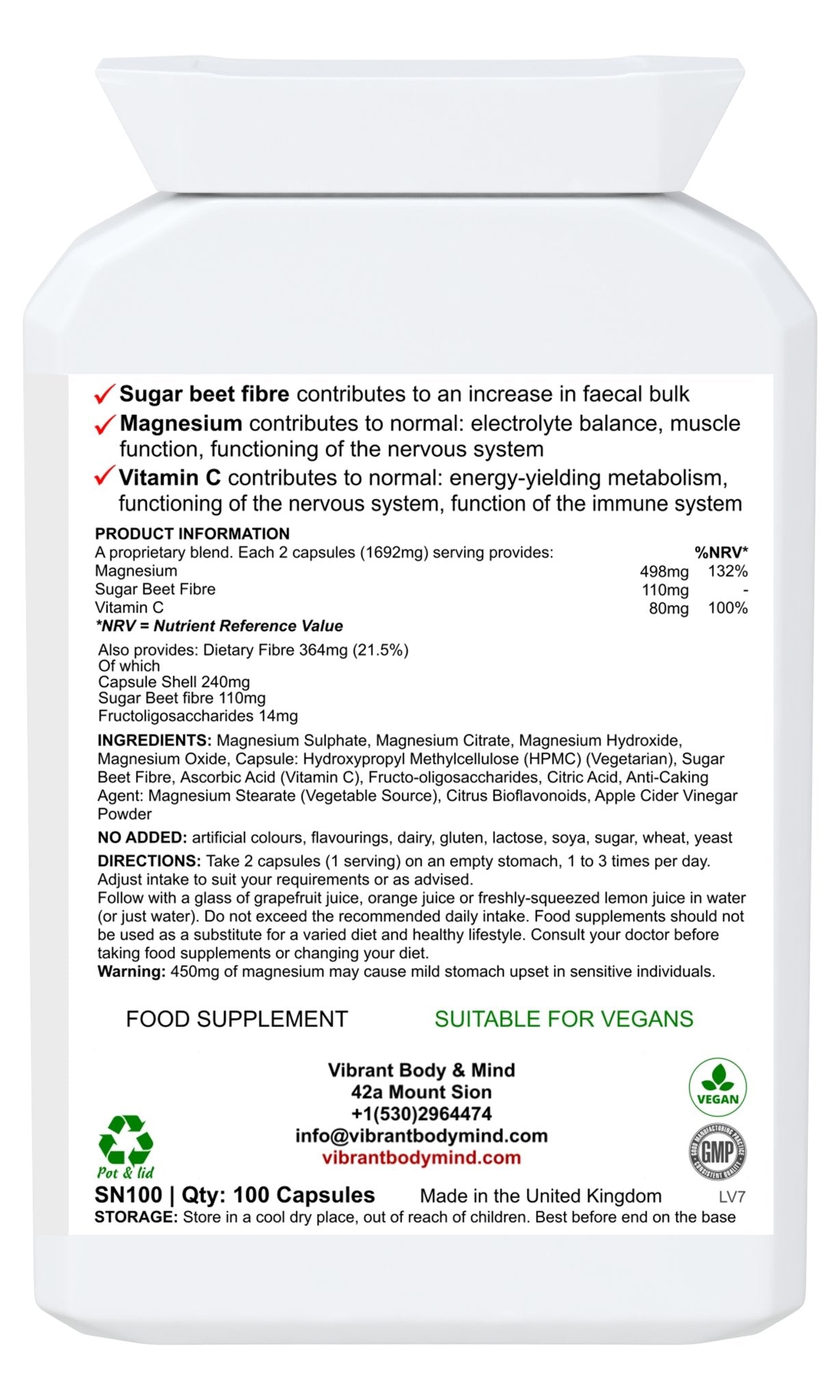 Magnesium Oxy Powder - Oxygen Magnesium Colon Cleanse - Gut Detox Oxygen with Triple Magnesium