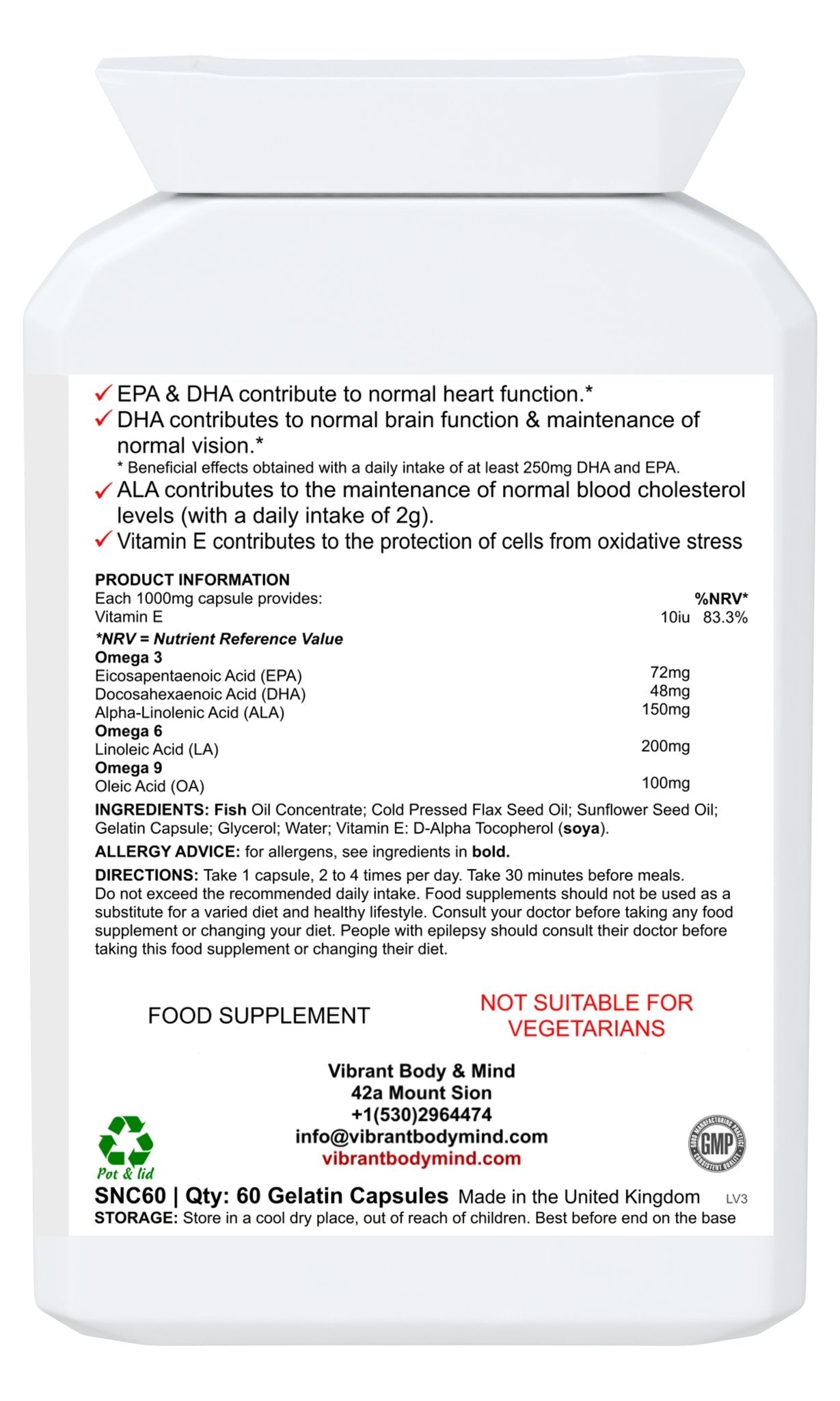 Omega-3-6-9-Kapseln 1000 mg – Omega-3-Fischölkapseln – Einzigartige Mischung aus Omega-3-, 6- und 9-Fettsäuren – Kapseln ohne Fischgeruch