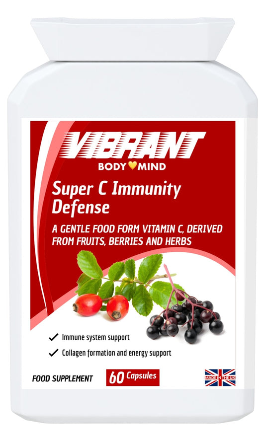 Super C Immunity Defense: Natural Non-Acidic Vitamin C - Vitamin C Immunity - Vitamin C Natural Form - Food Form Vitamin C Non-Acidic