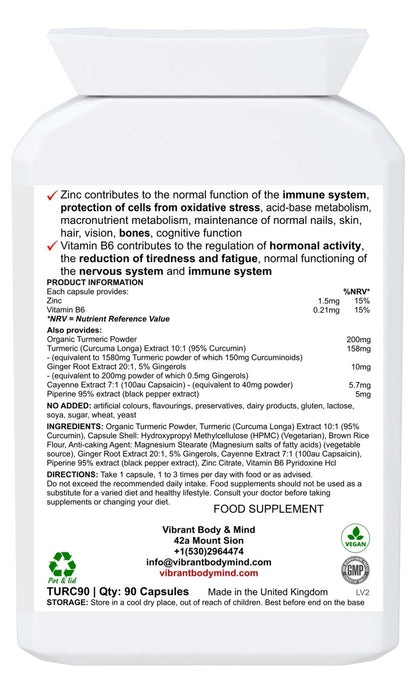 Kurkuma-Immunabwehr 90 Kapseln – Kurkuma-Immunabwehrtabletten – beladen mit Curcumin – schwarzem Pfeffer für schnelle Wirkung