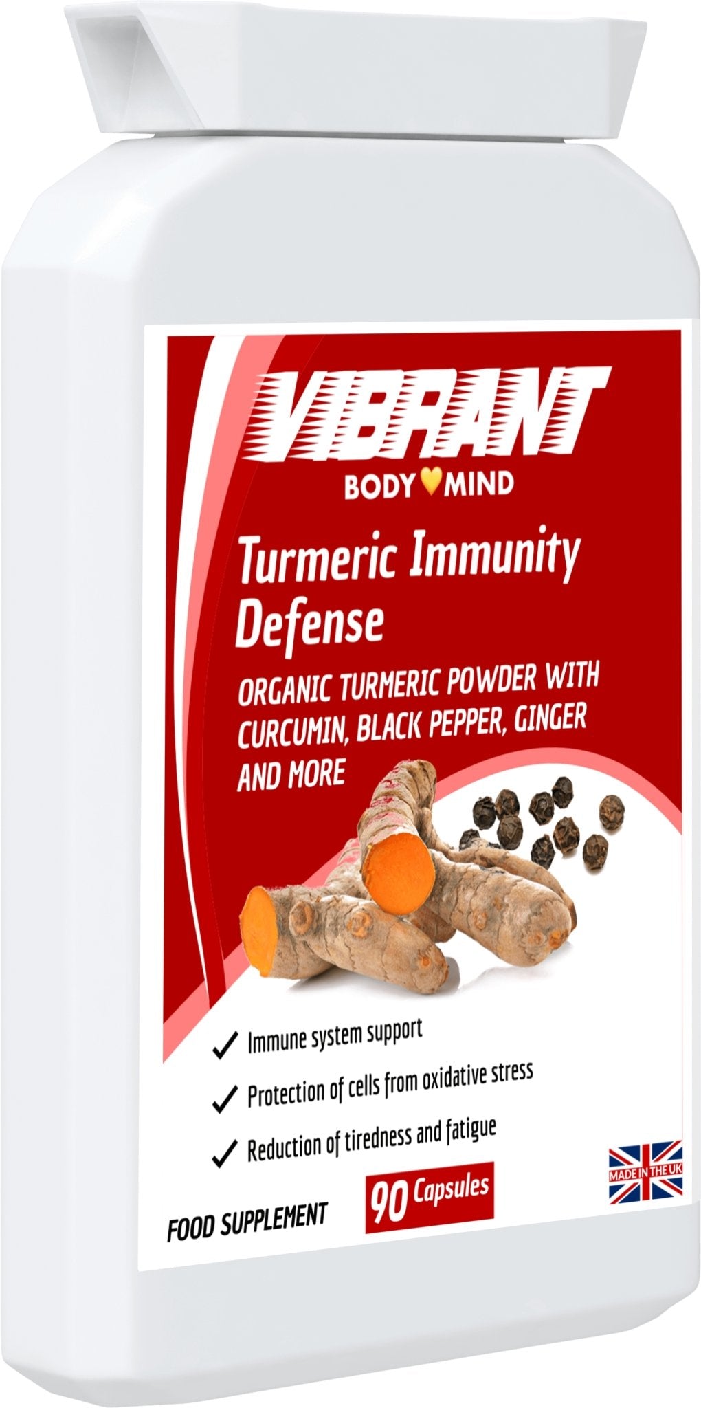 Turmeric Immunity Defense 90 Capsules - Turmeric Immunity Defence Tablets - Loaded with Curcumin - Black Pepper for Quick Action