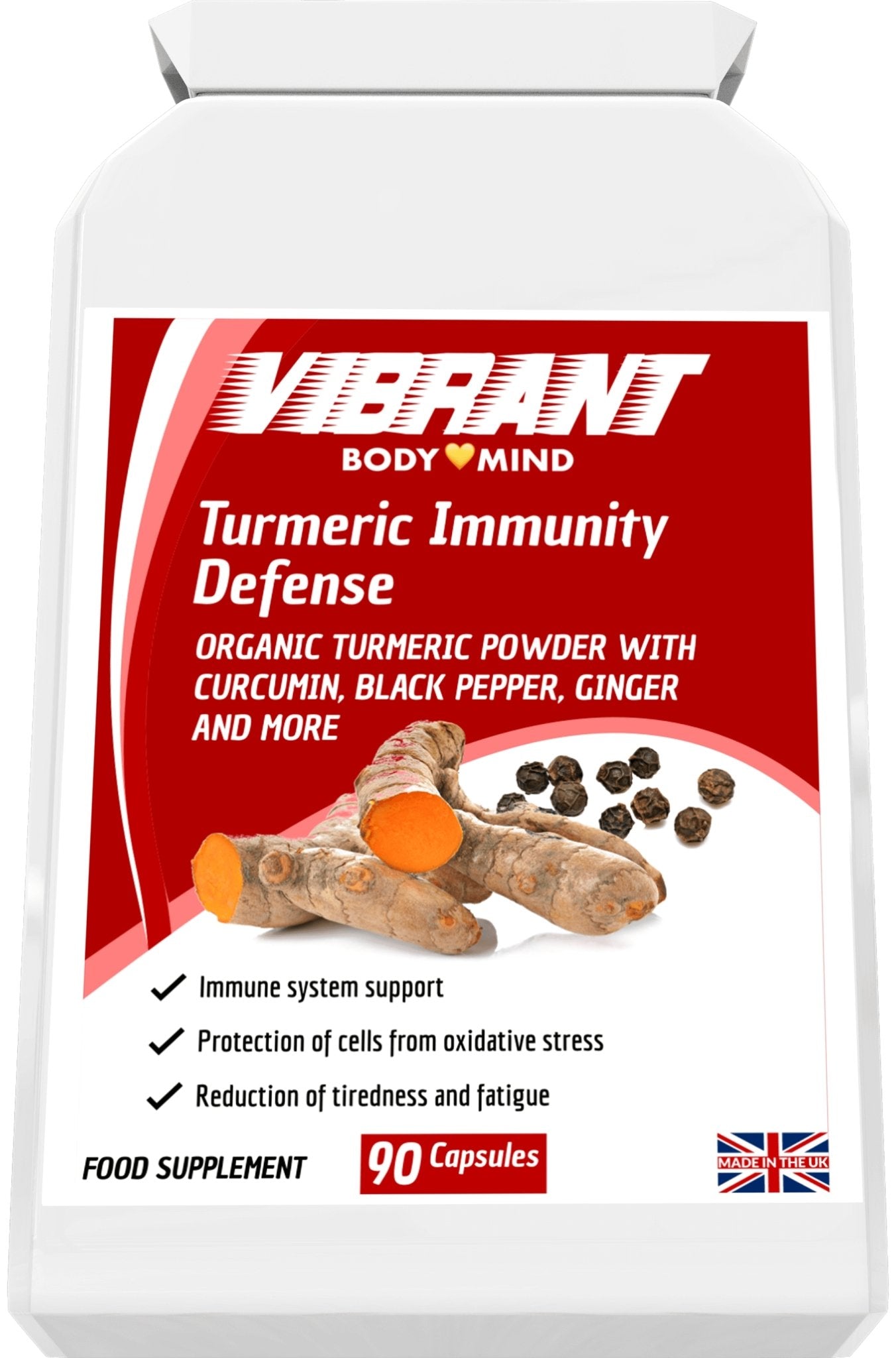 Turmeric Immunity Defense 90 Capsules - Turmeric Immunity Defence Tablets - Loaded with Curcumin - Black Pepper for Quick Action