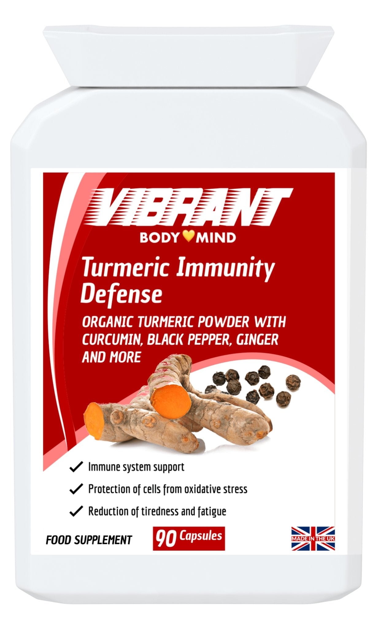 Turmeric Immunity Defense 90 Capsules - Turmeric Immunity Defence Tablets - Loaded with Curcumin - Black Pepper for Quick Action