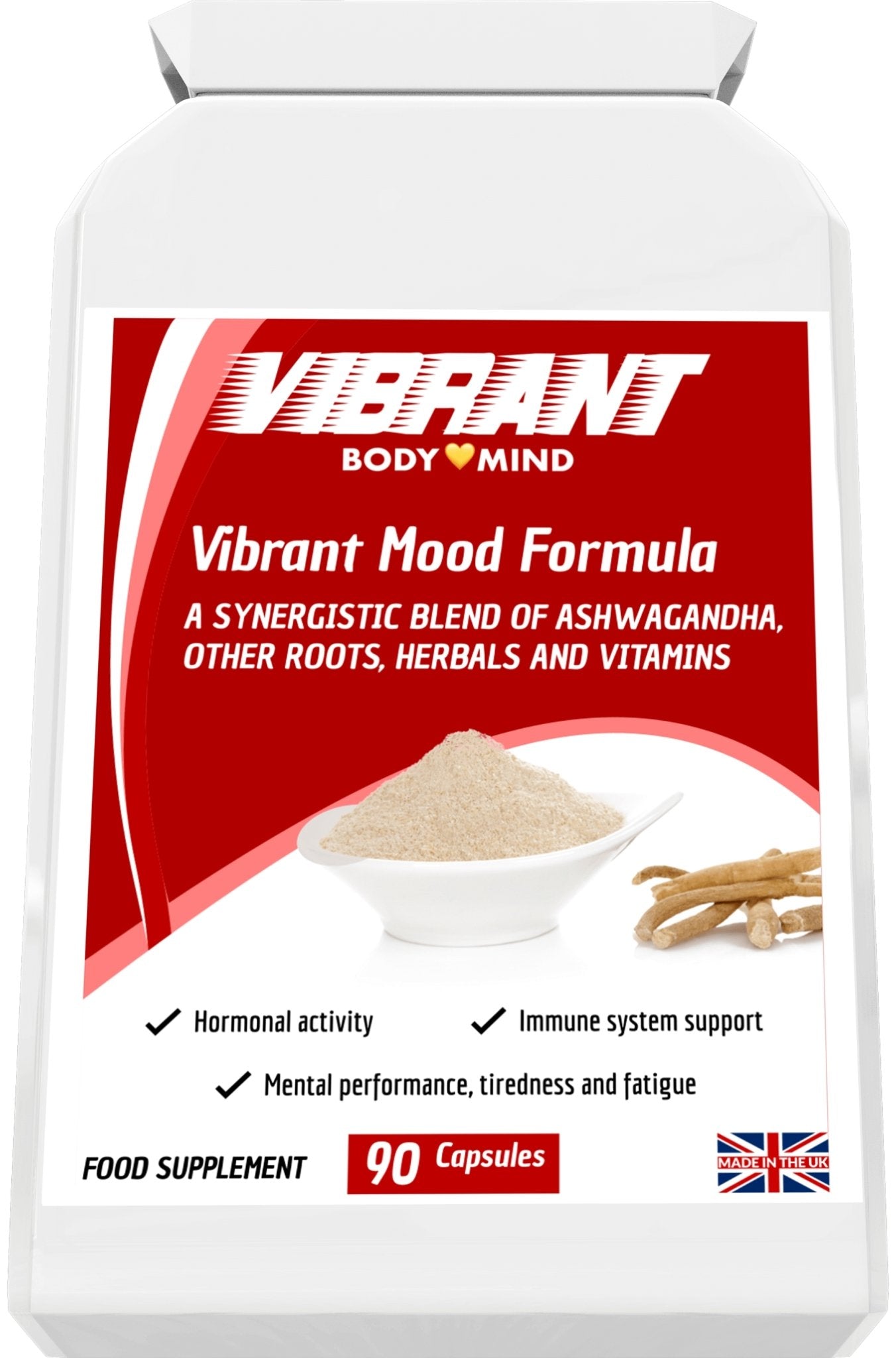 Vibrant Mood Ashwagandha – Leistungsstarke adaptogene Formel – Unterstützung des Immunsystems – Bessere Stimmung – Kann Angstzustände lindern – Reines Ashwagandha – Kostenloser Versand