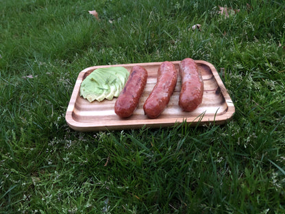 [ Set of 3 ] Zavis Green Acacia Wood Serving rectangle Stackable Tray / Dish 12" X 8" | Dishwasher Safe