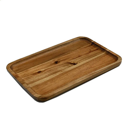 [ Set of 3 ] Zavis Green Acacia Wood Serving rectangle Stackable Tray / Dish 12" X 8" | Dishwasher Safe