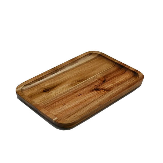 [ Set of 3 ] Zavis Green Acacia Wood Serving rectangle StackableTray / Dish 10" X 7" | Dishwasher Safe