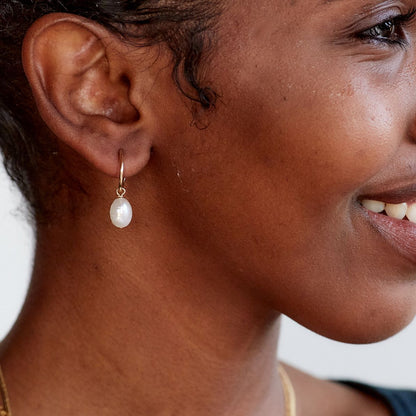 Baroque Pearl Mini Hoop Earrings