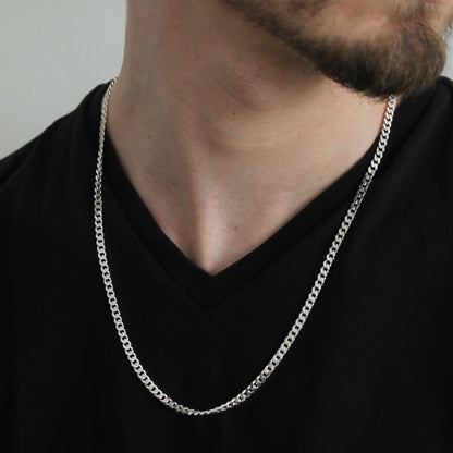 Silver Curb Chain Necklace