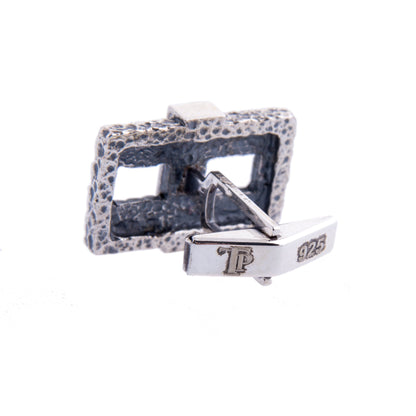 Hammered Silver Chain Men Cufflinks