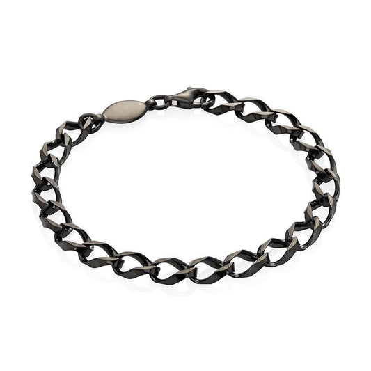 Men's Black Sterling Silver Chain Bracelet