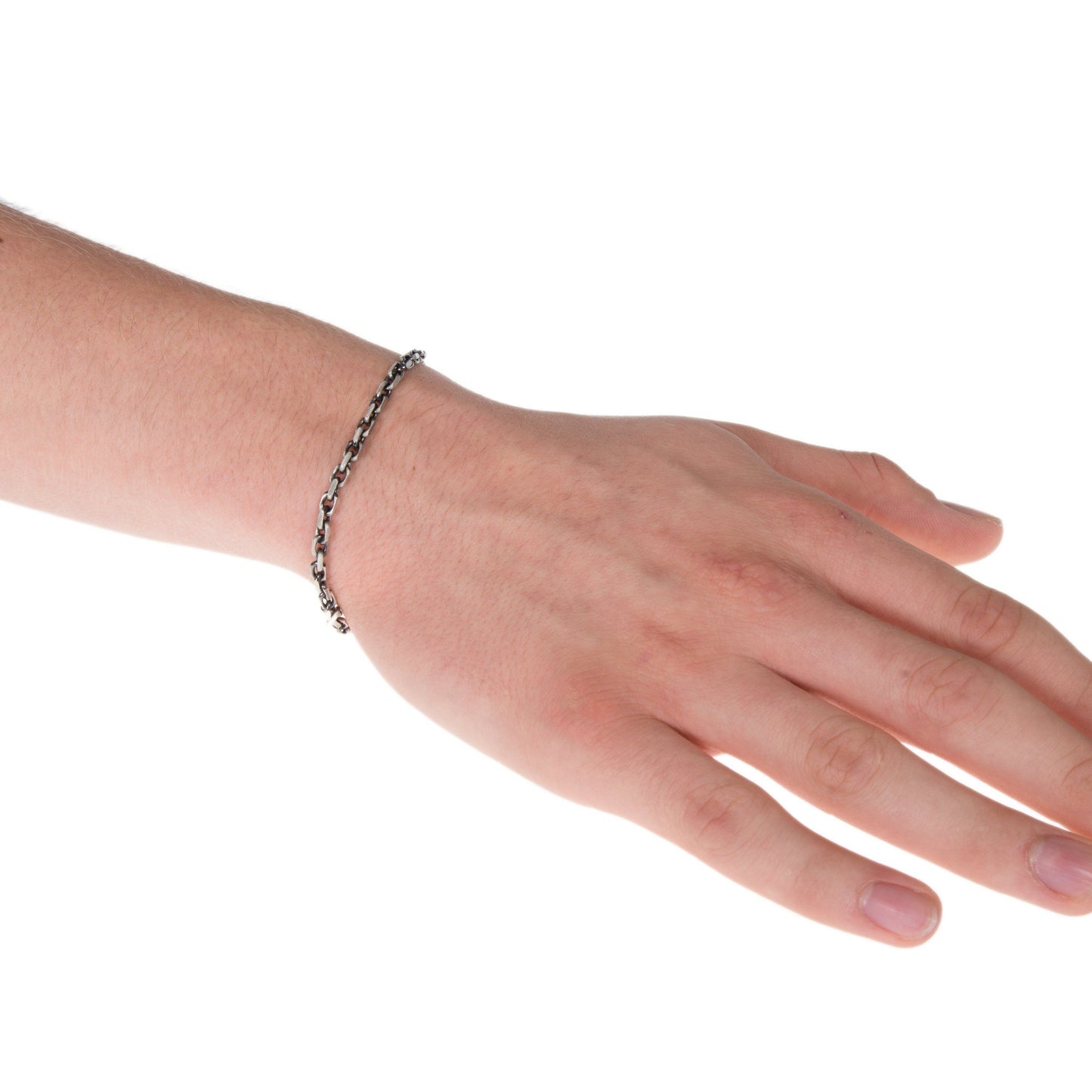 STERLING SILVER CHAIN BRACELET IN GUNMETAL